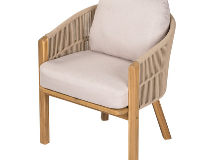 Grotta - Outdoor Dining Arm Chair (Set of 2) - Teak / Beige