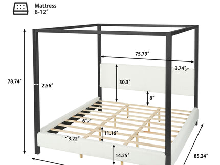 Modern Canopy Bed With Upholstery