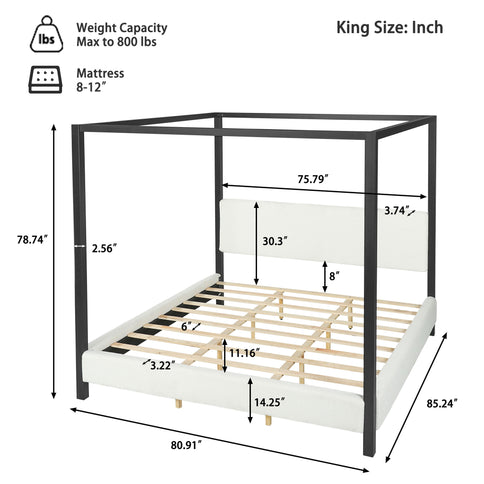 Modern Canopy Bed With Upholstery