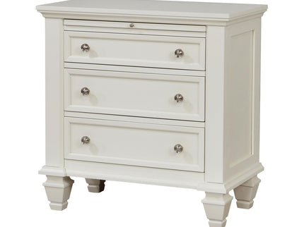 Cottage 3 Drawer Nightstand With Pull Out Tray - Cream White