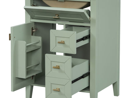Bathroom Vanity With Sink, 3 Drawers & Cabinet With 2 Tier Door Storage Rack, Soft Close Doors & Drawers