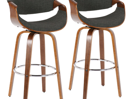 Curvini Mid - Century Modern Fixed Height Barstool With Swivel (Set of 2)