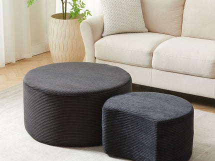 Modern Upholstered Round Coffee Table For Living Room (Set of 2)
