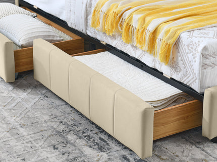 Upholstered Storage Tufted Bed Frame With Backrest And Armrests