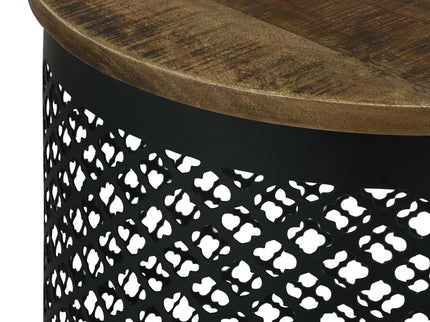 Drum Base Accent Table - Brown