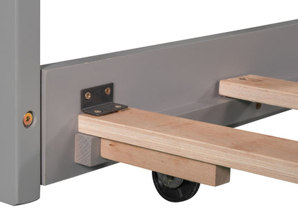 L Shaped Platform Bed With Trundle And Drawers Linked With Built In Desk