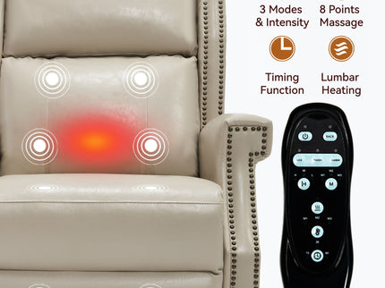 Manual Recliner Chair With Heavy Duty Motion Mechanism, 8 Vibrating Nodes And 3 Massage Modes For Living Room