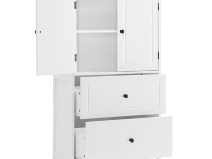 Bathroom Storage Cabinet With 2 Doors And Drawers, Adjustable Shelf