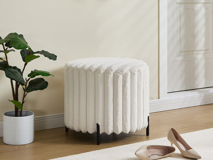 Wide Upholstered Round Pouf Ottoman Foot Rest