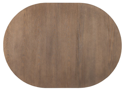 Extendable Round Dining Table Set For 4 With 4 Upholstered Chairs - Beige / Walnut