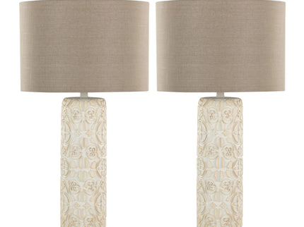Charlotte - Contemporary Table Lamp (Set of 2) - Taos Brown / Beige