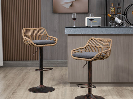 Modern Swivel Bar Stools Adjustable Counter Chairs With Footrest (Set of 2)
