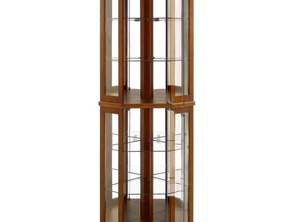 6 Shelf Corner Curio Display Cabinet With Lights, Mirrors And Adjustable Shelves (E26 Light Bulb Not Included)