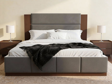 Modern Upholstered Platform Bed With Extended Headboard