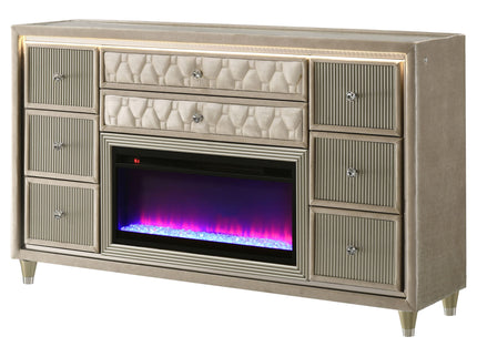 Mika - 8 Drawer LED Fireplace Dresser