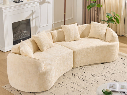 Curved Compressed Sofa, Nordic-Style Design For Living Room