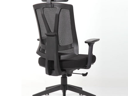 Office Chair With Adjustable Headrest & Back, High Back Swivel Desk Chair - Black