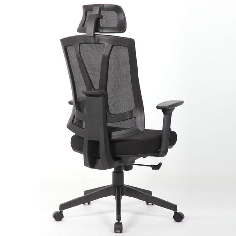 Office Chair With Adjustable Headrest & Back, High Back Swivel Desk Chair - Black