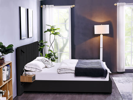 Upholstered Hydraulic Platform Bed With Storage Shelves, Reading Lamps, USB Port
