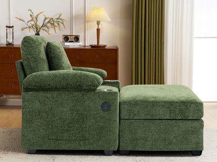 Modern Oversized Chair With Ottoman, Cupholders And USB Charging Ports