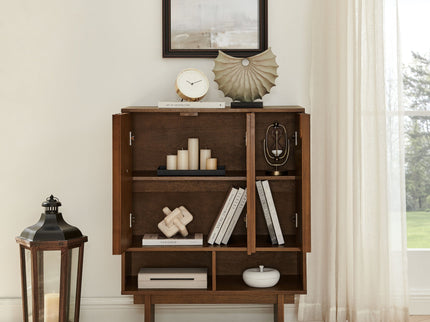 Sideboard Buffet Cabinet With Grille Slat Design With 3 Doors And Adjustable Shelves