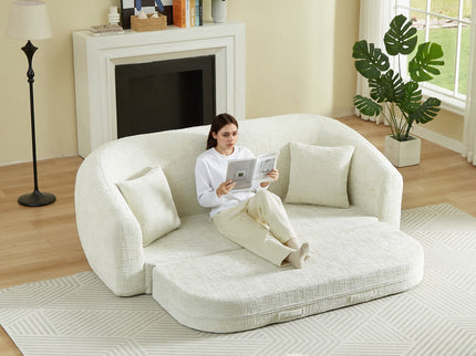 Curved Convertible Sofa, 2 In 1 Fold Out Bed With Pull Out Base And Deep Seat