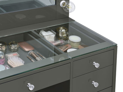 Fern - 7 Drawer Vanity Set With Mirror And Globe Lights