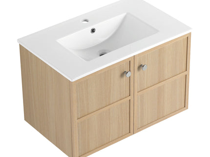 Wall Mounted Bathroom Vanity With Ceramic Sink And 2 Soft Closing Doors