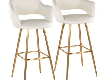 Margarite - Contemporary Fixed Height Barstool With Footrest (Set of 2) With Square