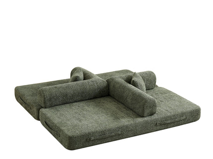 Convertible Sleeper Sofa Bed With Cylindrical Pillow
