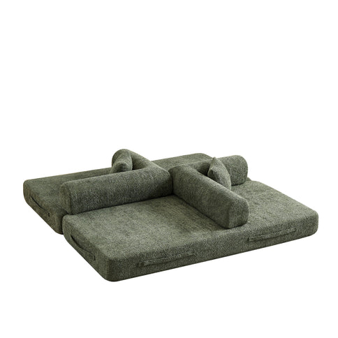 Convertible Sleeper Sofa Bed With Cylindrical Pillow