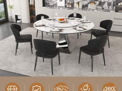 Round Dining Table & 6 Chairs Set - Silver