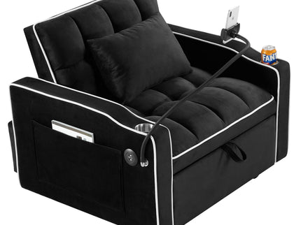 Convertible Sleeper Chair Sofa Bed Adjustable Pull Out Sleeper Chair Bed Multi-Pockets Folding Sofa Bed For Living Room Bedroom Small Space, 3 In 1 Sofa Bed