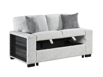 Prato - Loveseat With Storage And USB - Gray