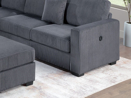 Upholstered L - Shaped 4 Piece Sectional Set With USB, Cocktail Ottoman