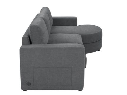 Modern L-Shaped Sectional Sofa With Curved Chaise, USB Ports, And Side Storage Pockets