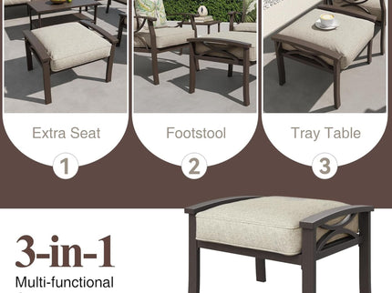 Modern All-Weather Ottomans With Cushions (Set of 2)