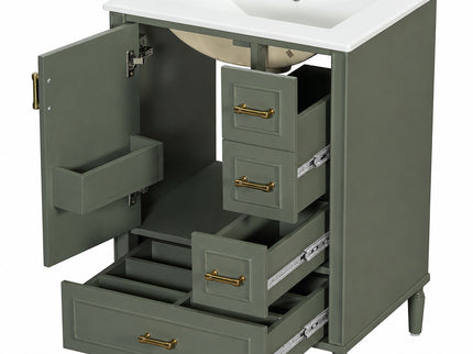 Modern Bathroom Vanity With Sink, Soft Close Doors, 3 Drawers