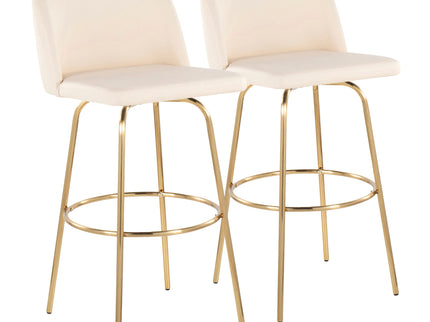 Toriano - Contemporary Fixed Height Barstool With Swivel And Round Footrest (Set of 2)