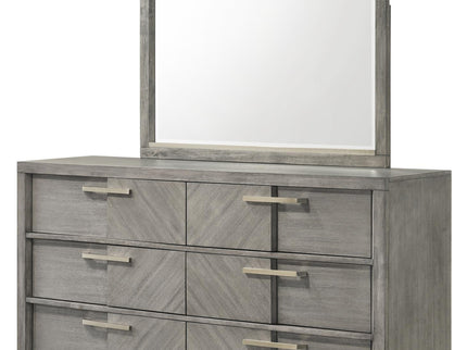 6 Drawer Dresser Book Matched Veneers - Gray