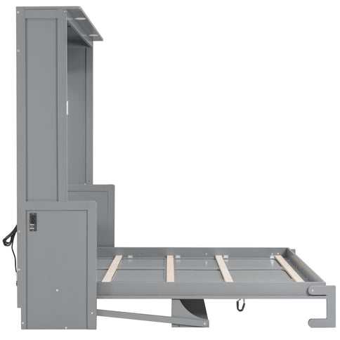 Murphy Bed With Desk, LED Lights & USB Charging Station