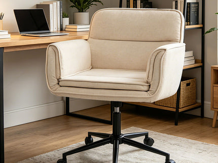 Criss Cross Swivel Desk Chair With Adjustable Armrests & Wheels For Home Office