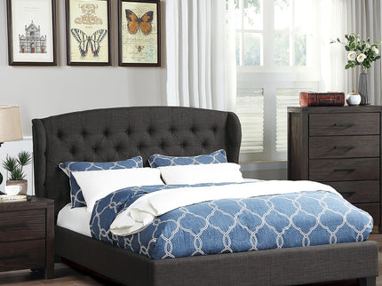 Bed With Adjustable Button Tufted Headboard