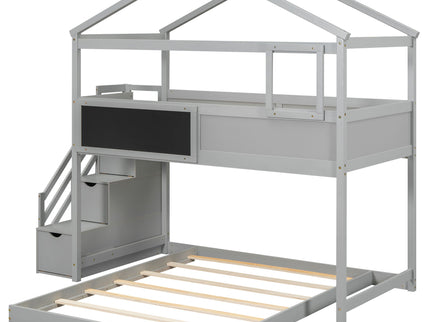 House Style Bunk Bed With Storage Staircase And board