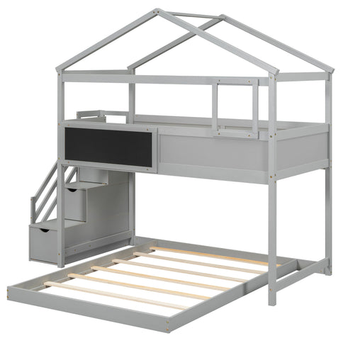 House Style Bunk Bed With Storage Staircase And board