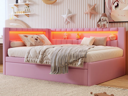 Upholstered Platform Bed With USB Ports And LED Belt