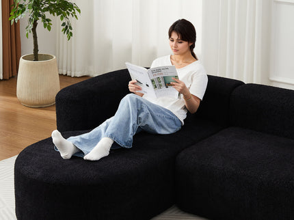 L - Shape Boneless Cloud Couch With 2 Throw Pillows For Living Room