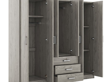 6 Doors Wardrobe Storage For Bedroom, With Big Drawers