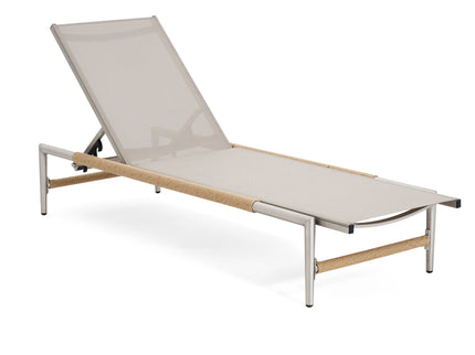 Hargrove - Outdoor Patio Aluminun Chaise Lounge, Outdoor Mesh Seat - Natural / Silver