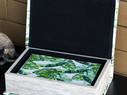 Botanical And Book Boxes (Set of 2) - White / Green